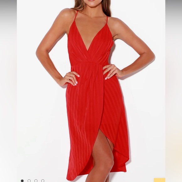 Lulus Dresses & Skirts - Lulus Panache Red Backless Midi Dress deep V